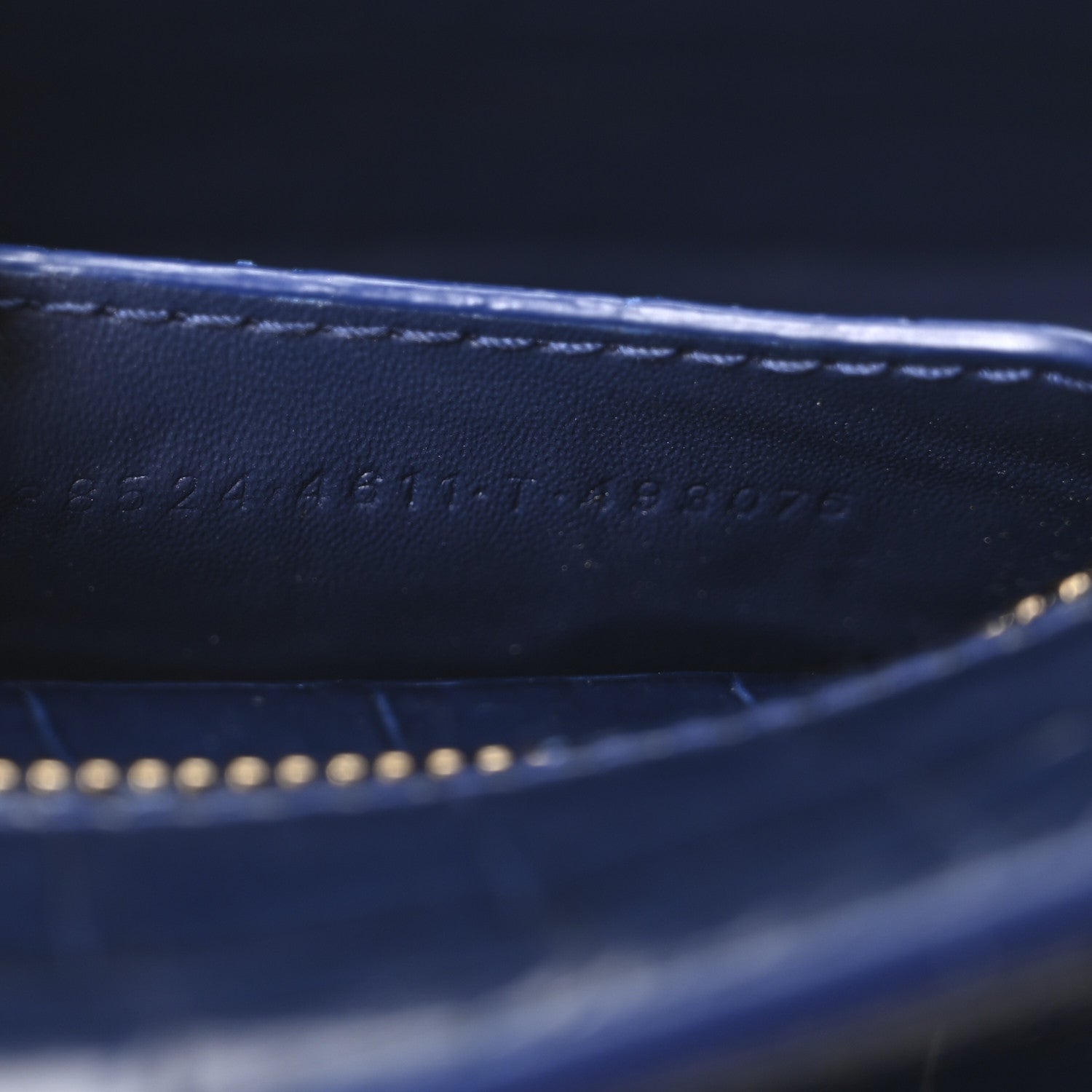Shiny Supple Calfskin Crocodile Embossed Neo Classic Gold Hardware Mini City Navy