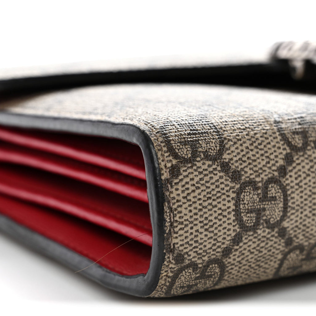 GG Supreme Monogram Mini Dionysus Chain Wallet Beige Vulcanic Red