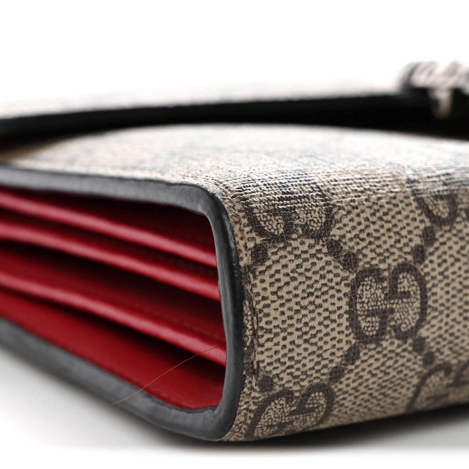 GG Supreme Monogram Mini Dionysus Chain Wallet Beige Vulcanic Red
