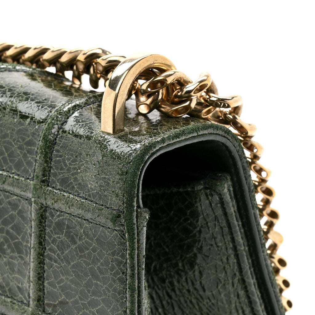 Ceramic Effect Deerskin Large Diorama Flap Bag Malachite Green