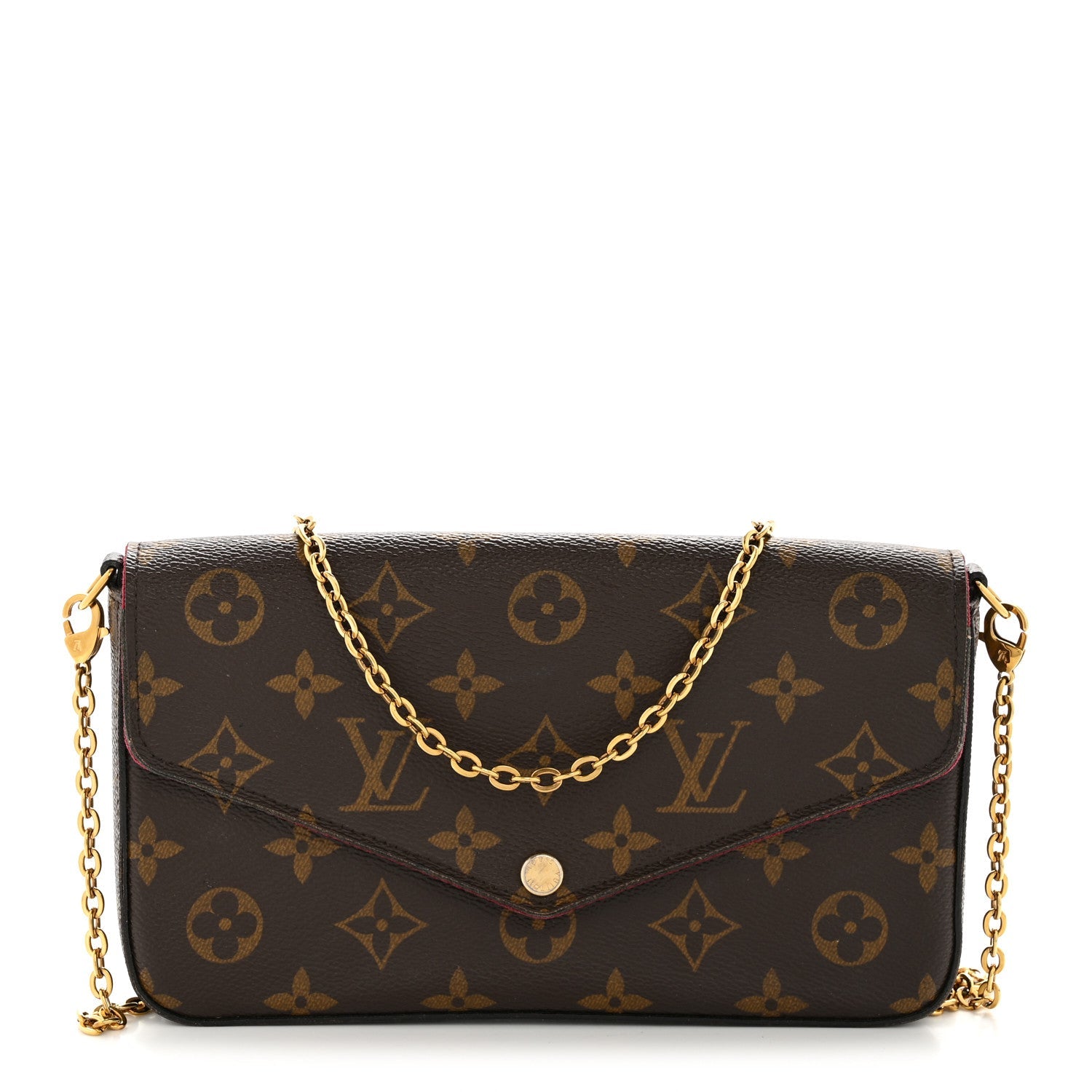Monogram Pochette Felicie Chain Wallet Fuchsia