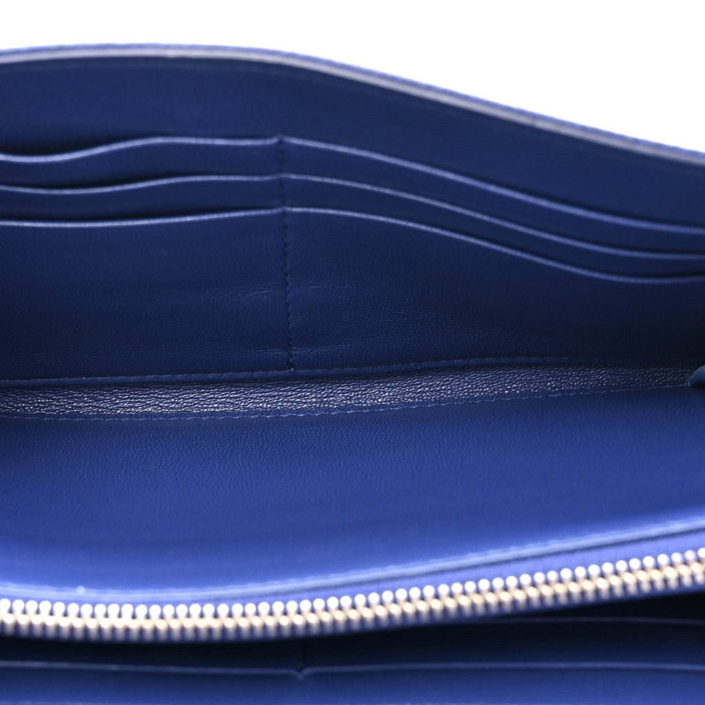 Grained Calfskin Diorama Wallet On Chain Blue