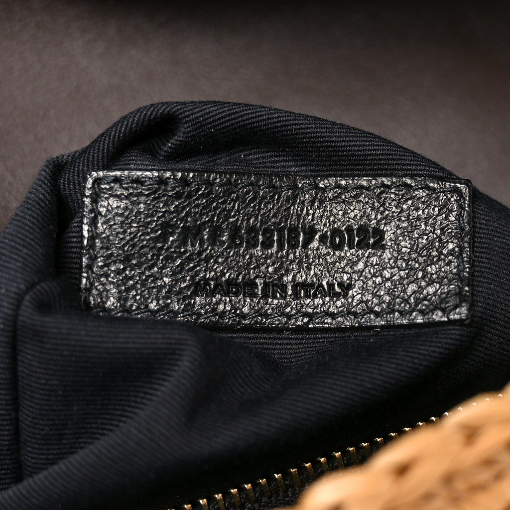 Raffia Calfskin Monogram Medium Niki Chain Satchel Natural