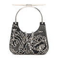 Lambskin Embellished Crystal Mini T-Bar Bag Black