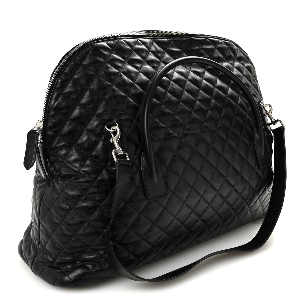 Calfskin Quilted ES Giant Travel Bag Black
