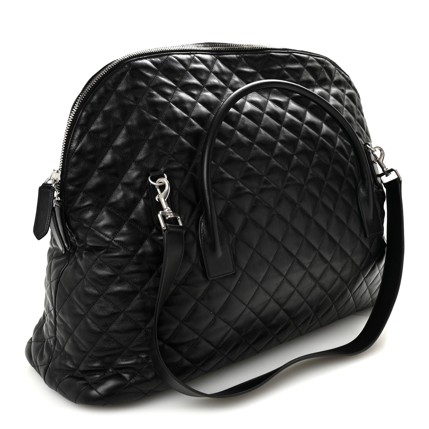 Calfskin Quilted ES Giant Travel Bag Black