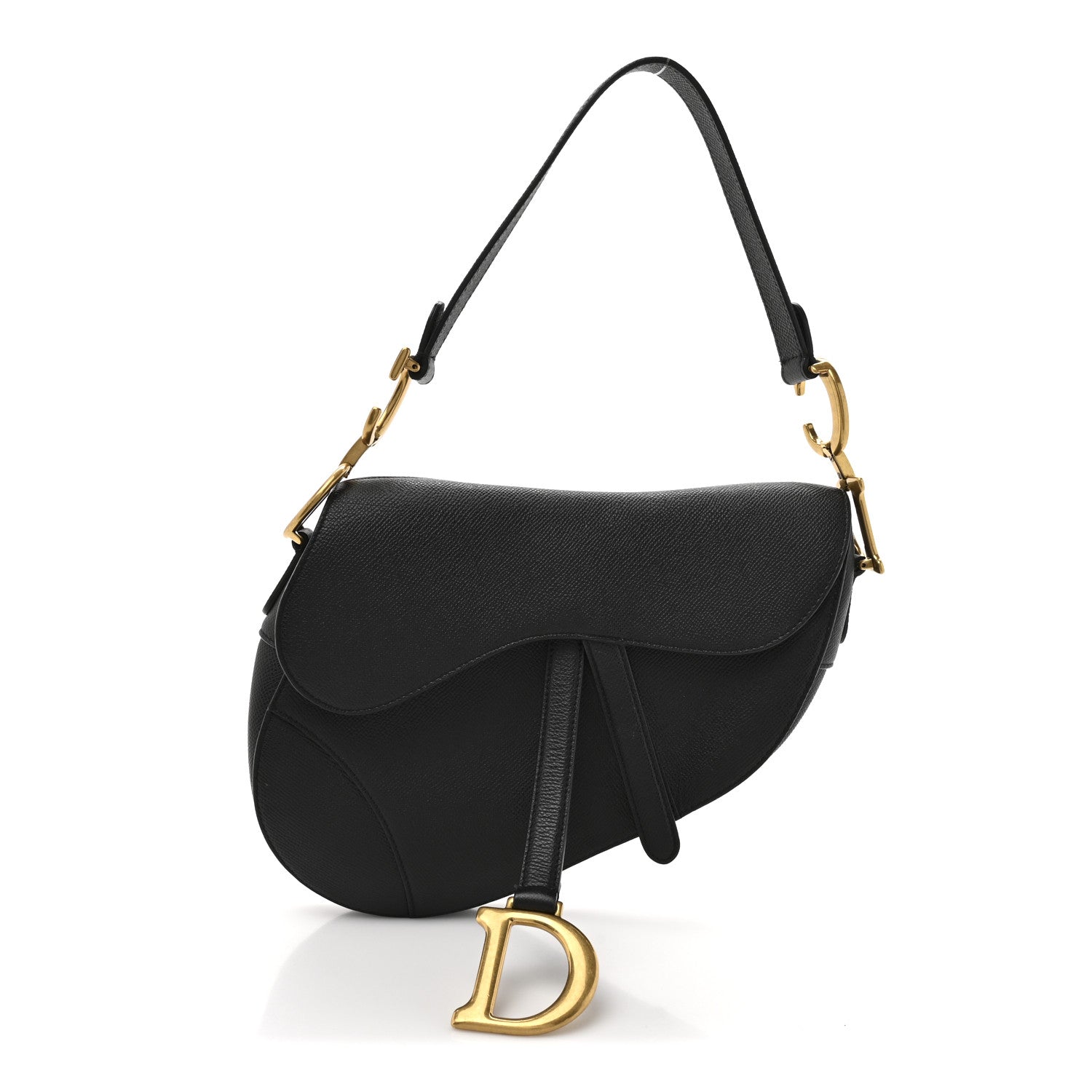 Grained Calfskin Saddle Bag Black
