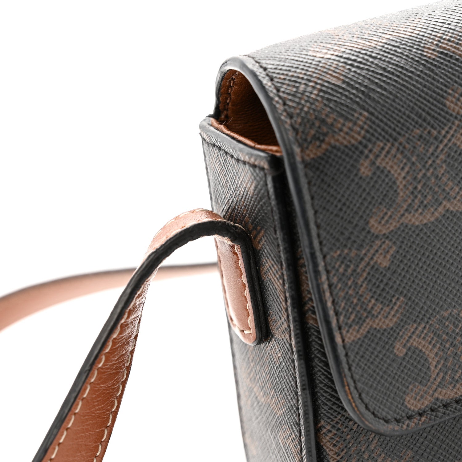 Canvas Calfskin Triomphe Shoulder Bag Tan