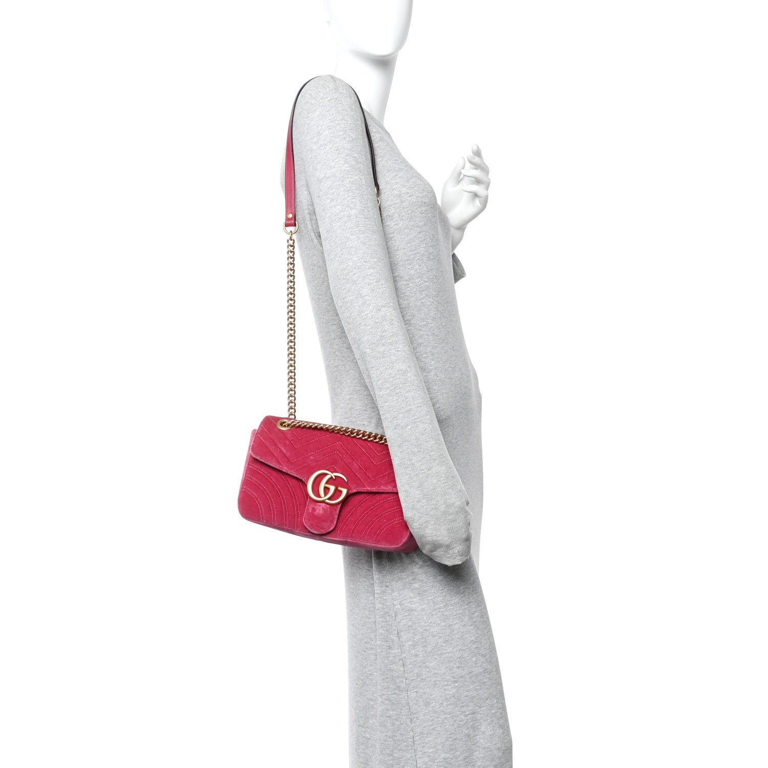 Velvet Matelasse Small GG Marmont Shoulder Bag Light Raspberry Rose