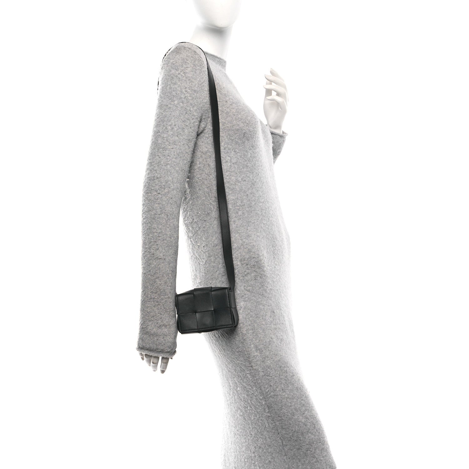 Lambskin Maxi Intrecciato Extra Mini Cassette Crossbody Bag Black