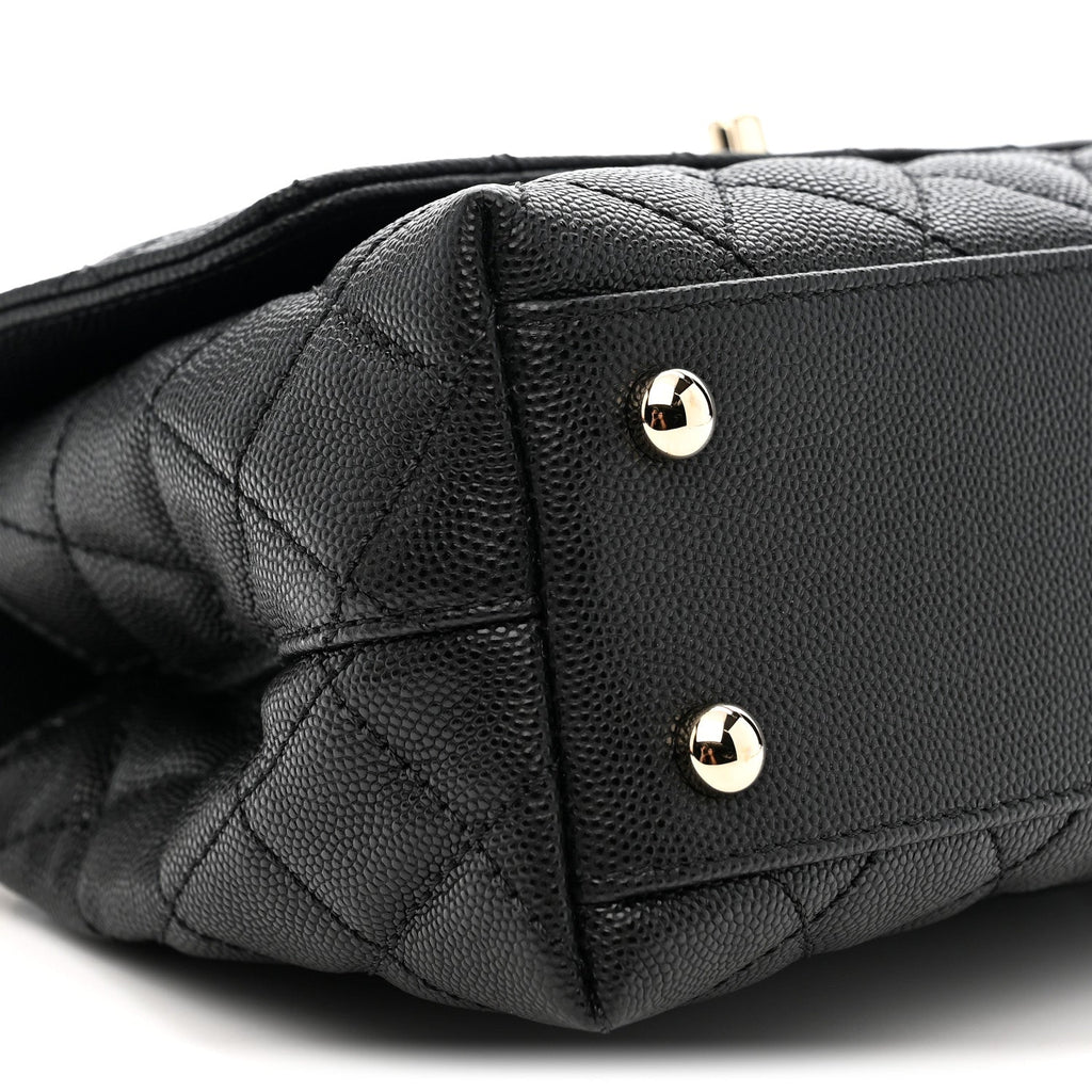 Caviar Quilted Mini Coco Handle Flap Black