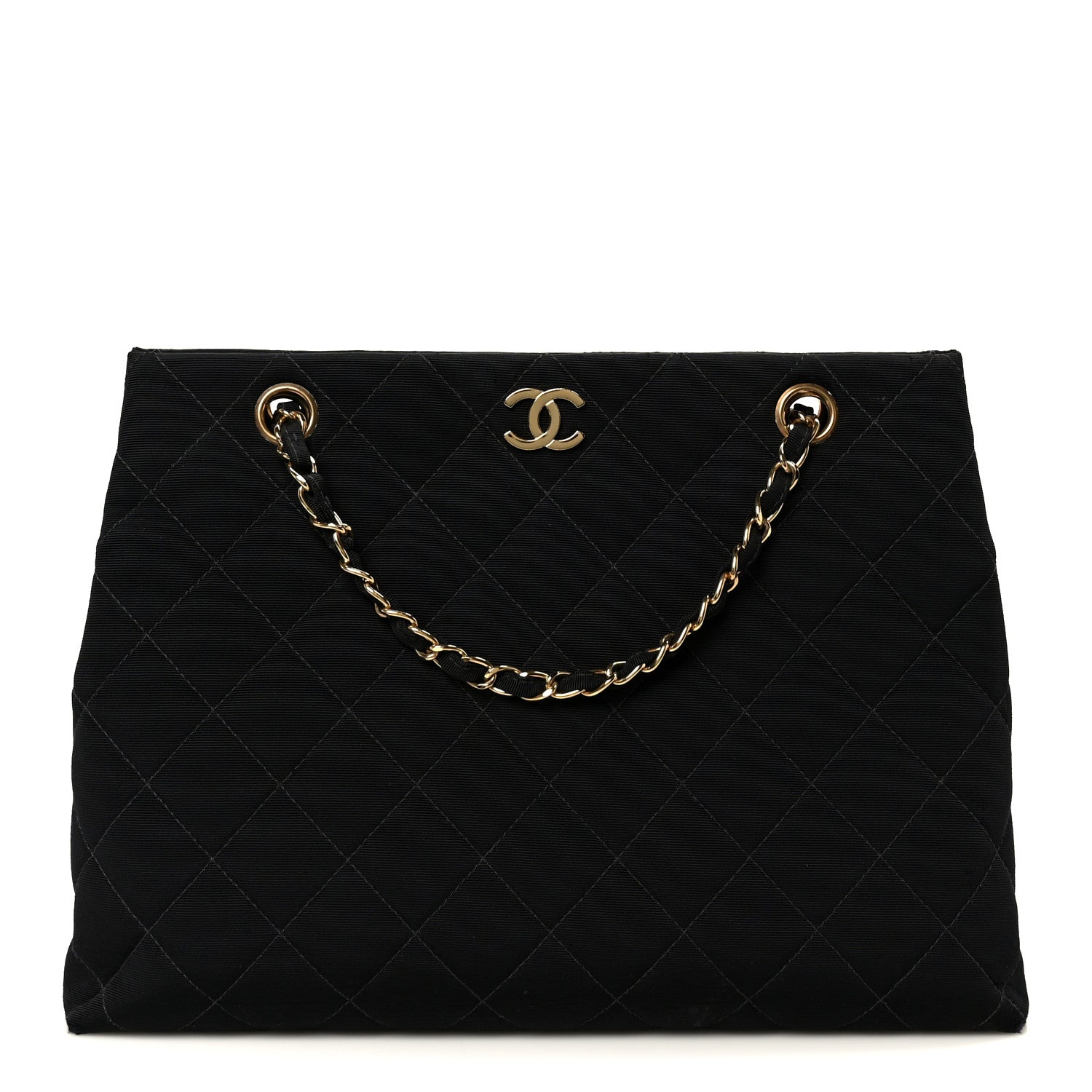 Grosgrain Quilted Shopper Tote Black