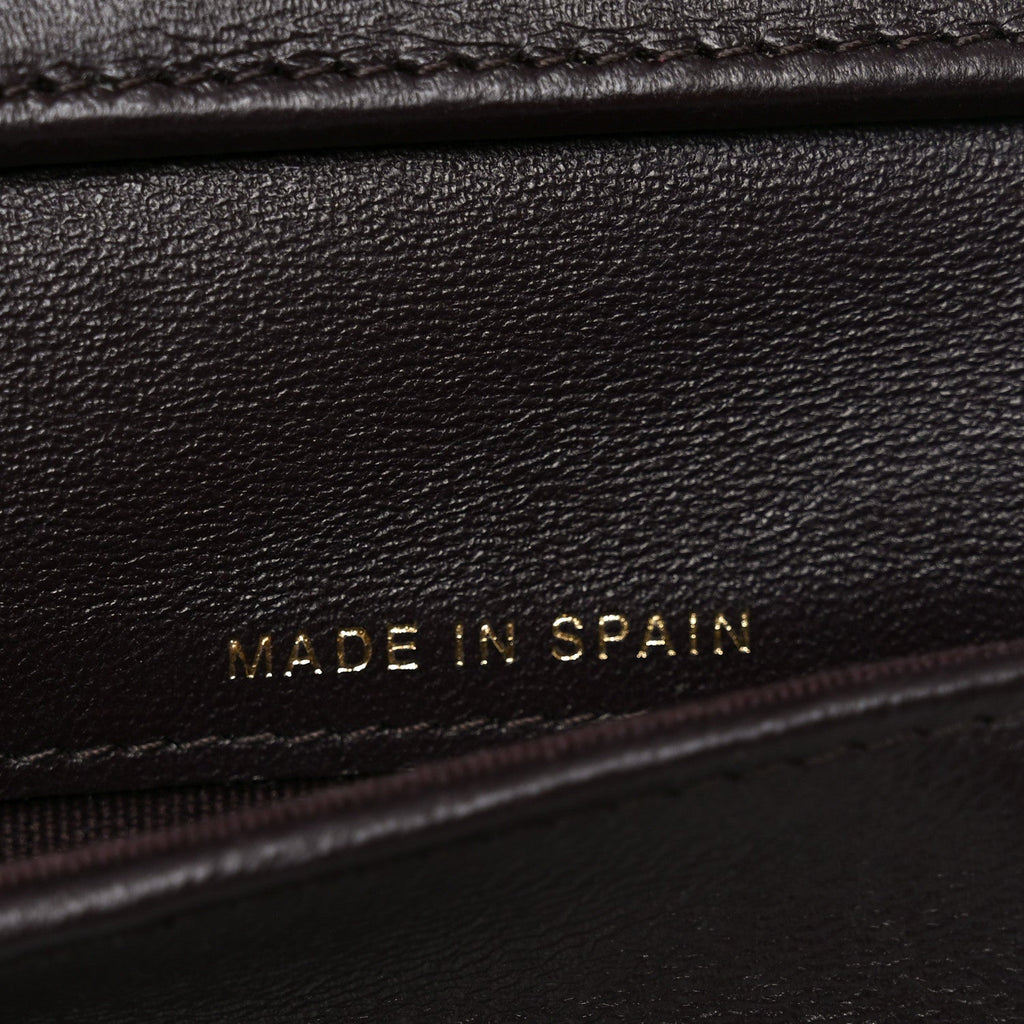 Lambskin Quilted Textured CC Compact Flap  Holder Eggplant