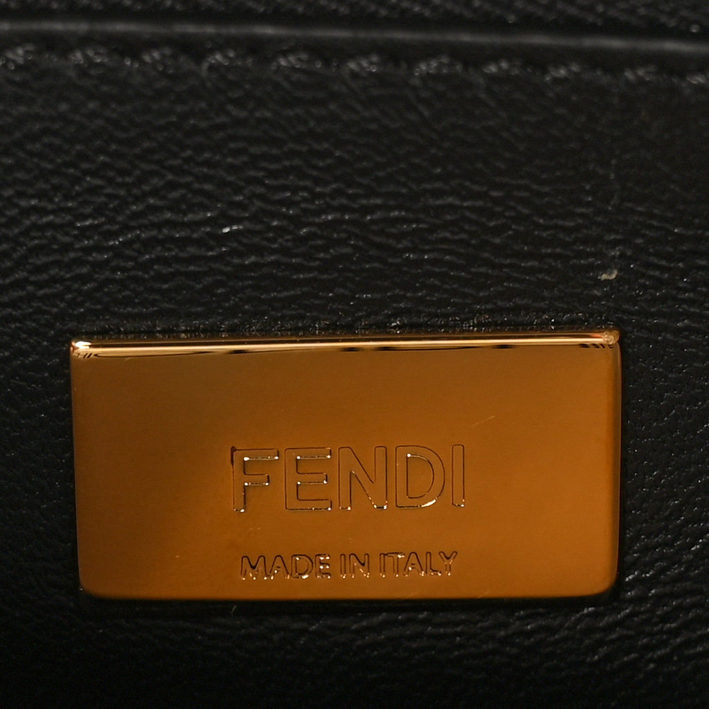 Shearling Nappa Macro FF 1974 Mini Peekaboo Iconic Satchel Tobacco Black