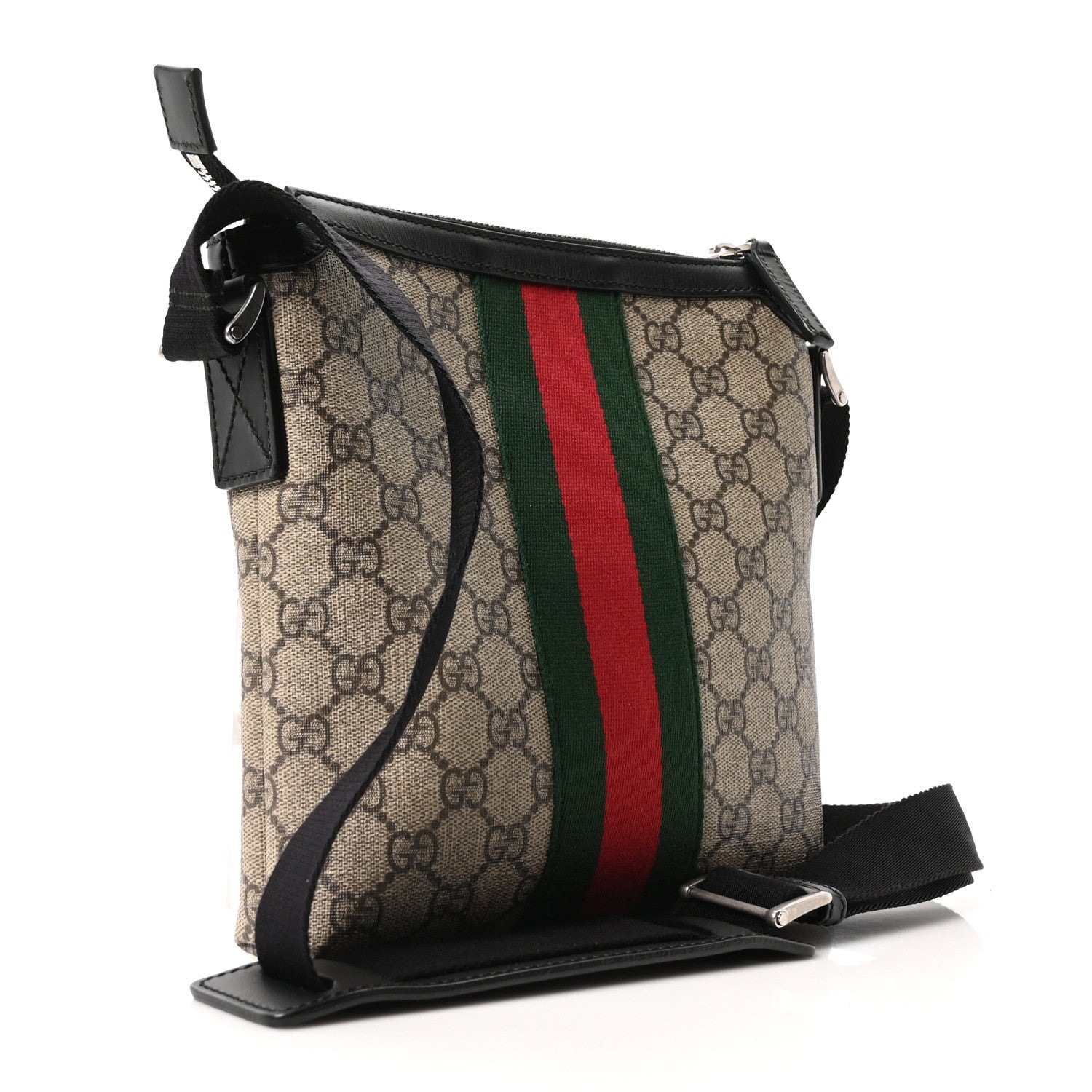 GG Supreme Monogram Web Messenger Bag Black