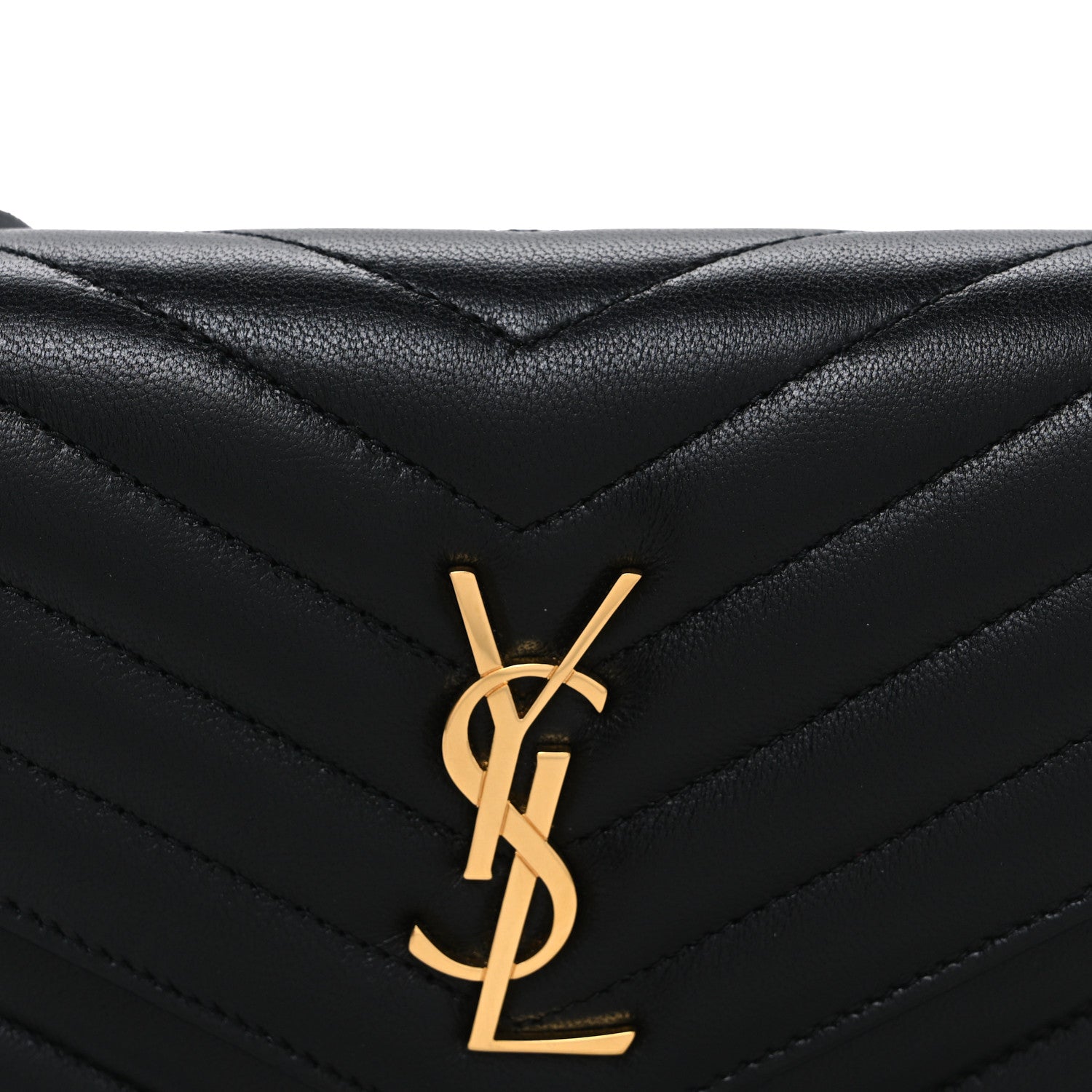 Lambskin Matelasse Chevron Monogram Envelope Chain Wallet Black