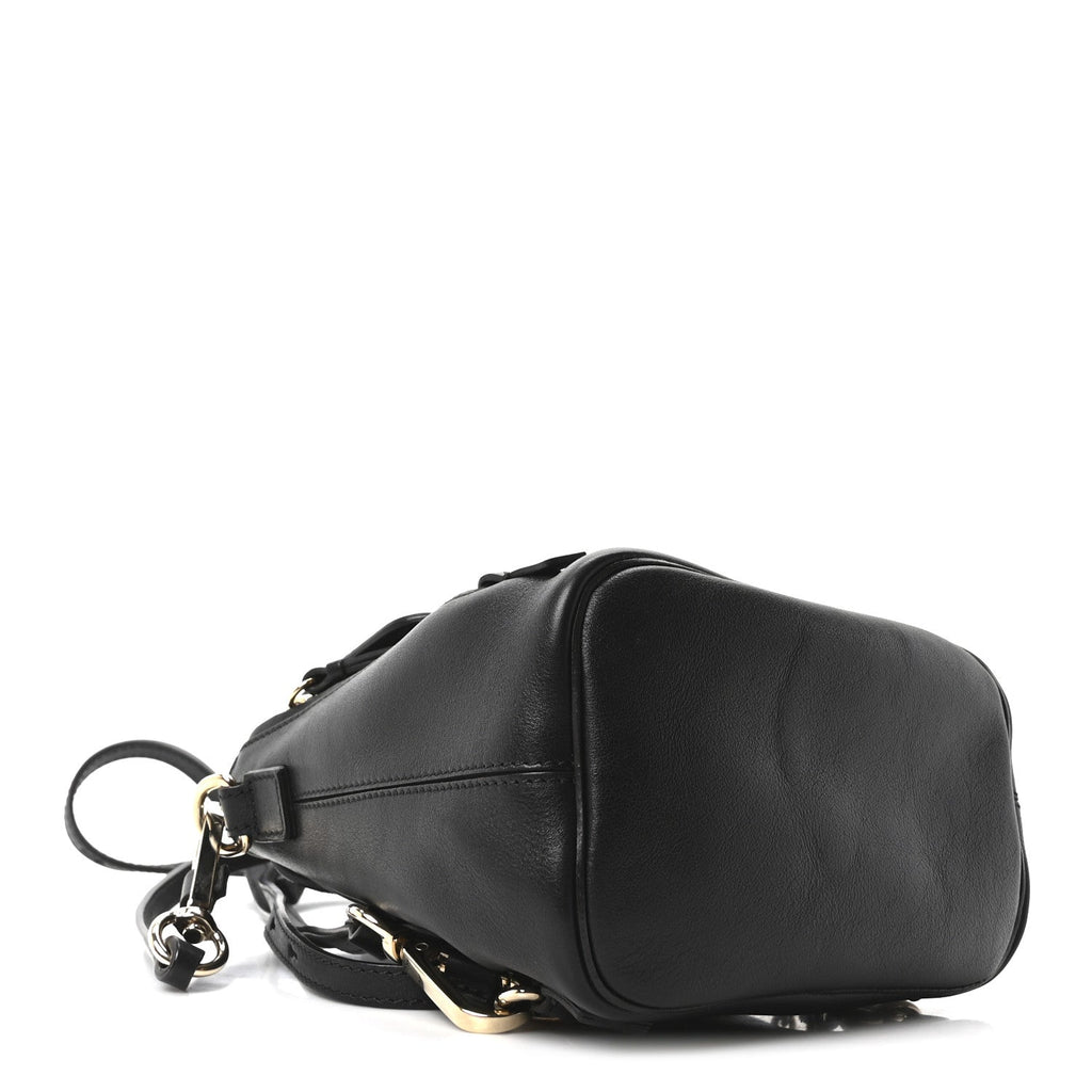 Suede Calfskin Mini Faye Backpack Black