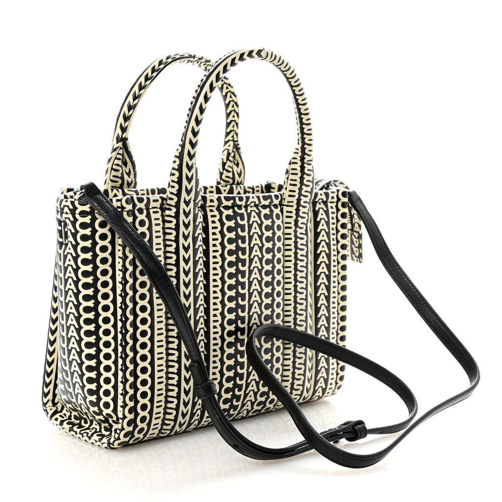 Calfskin Small The Monogram Tote Black White