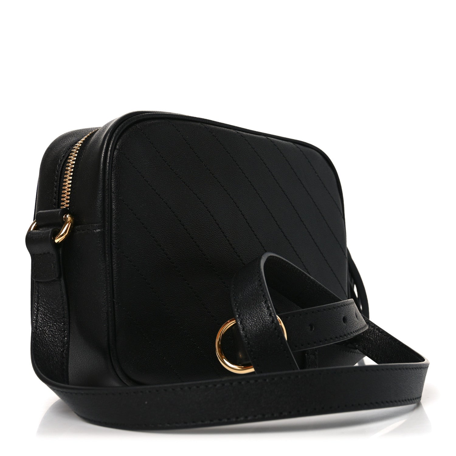 Sakai Be Green Calfskin Diagonal Stitched Small Blondie Shoulder Bag Black
