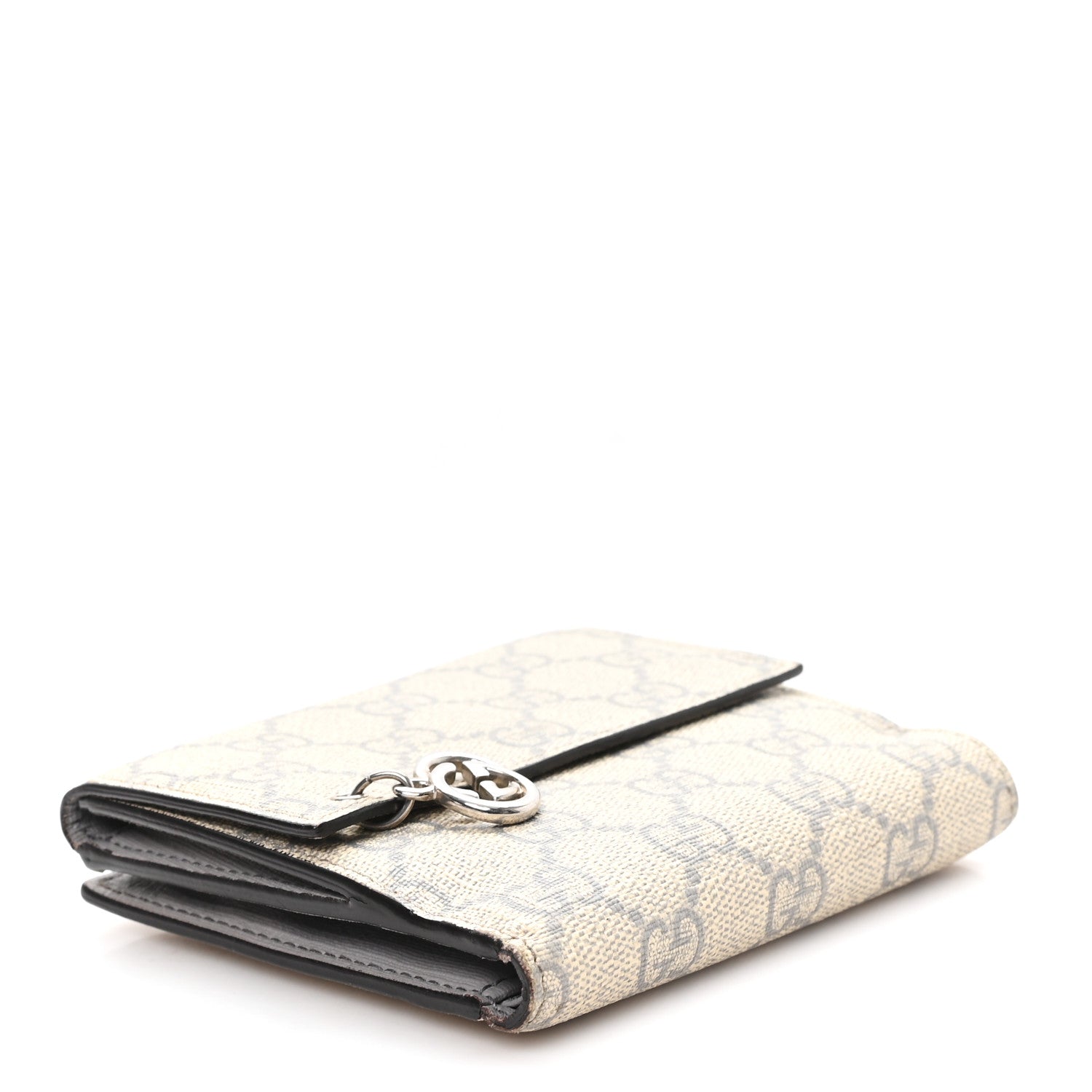 GG Supreme Monogram GG Pierce French Flap Wallet Ecru Grigio