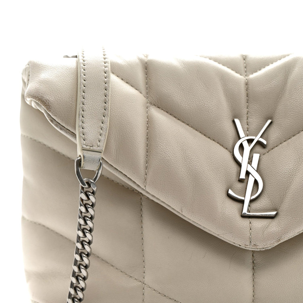 Lambskin Quilted Toy Loulou Puffer Monogram Chain Satchel Crema Soft