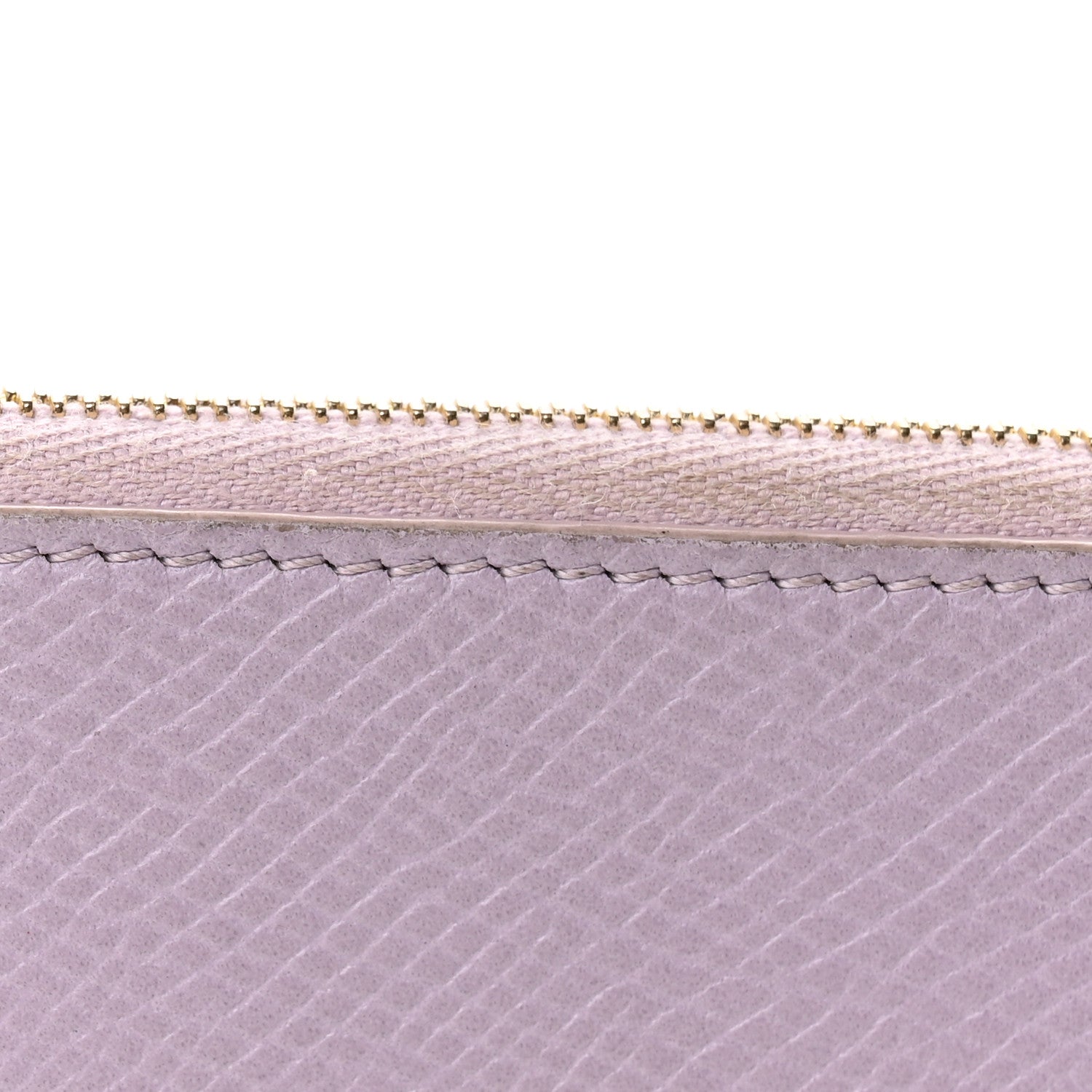 Drummed Calfskin Medium Half Zip Multifunction Wallet Coin Purse Liliac