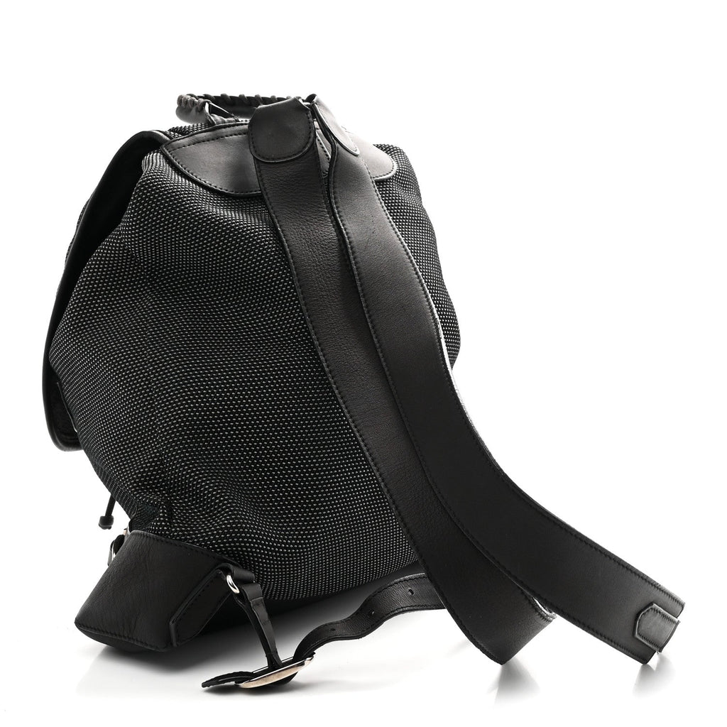 Canvas Calfskin Silver Hardware S Traveler Backpack Black