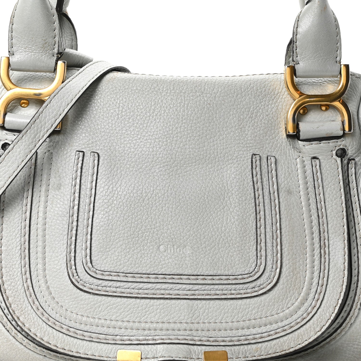 Calfskin Small Marcie Satchel Airy Grey
