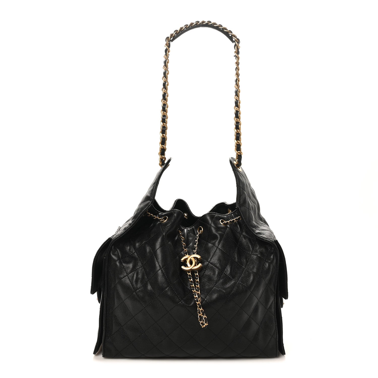 Caviar Quilted Medium Chanel 25 Handbag Black