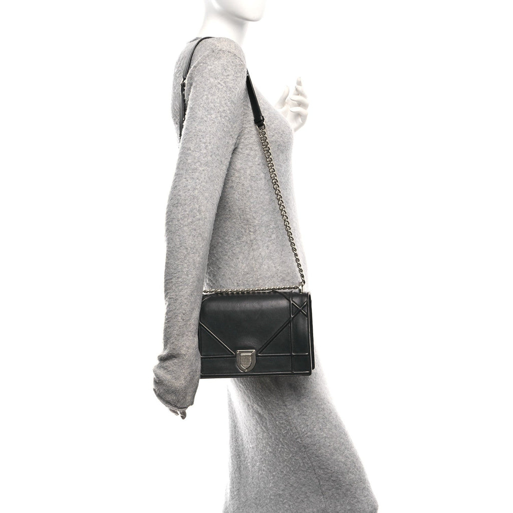 Lambskin Medium Diorama Flap Bag Black