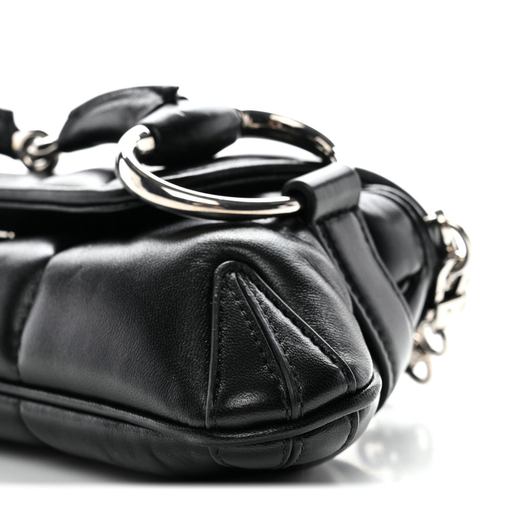 Nappa Vertical Matelasse Small Maxi Horsebit Chain Shoulder Bag Black