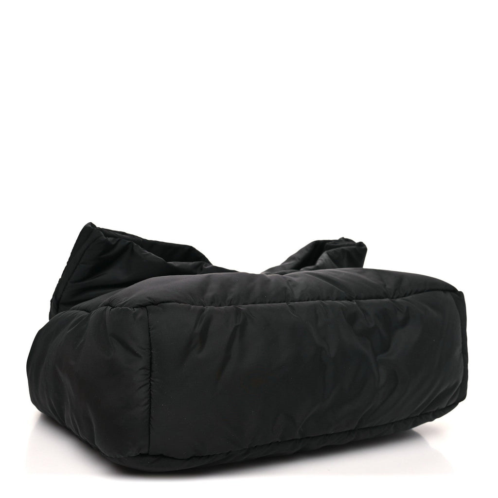 Nylon Medium Monaco Chain Shoulder Bag Black