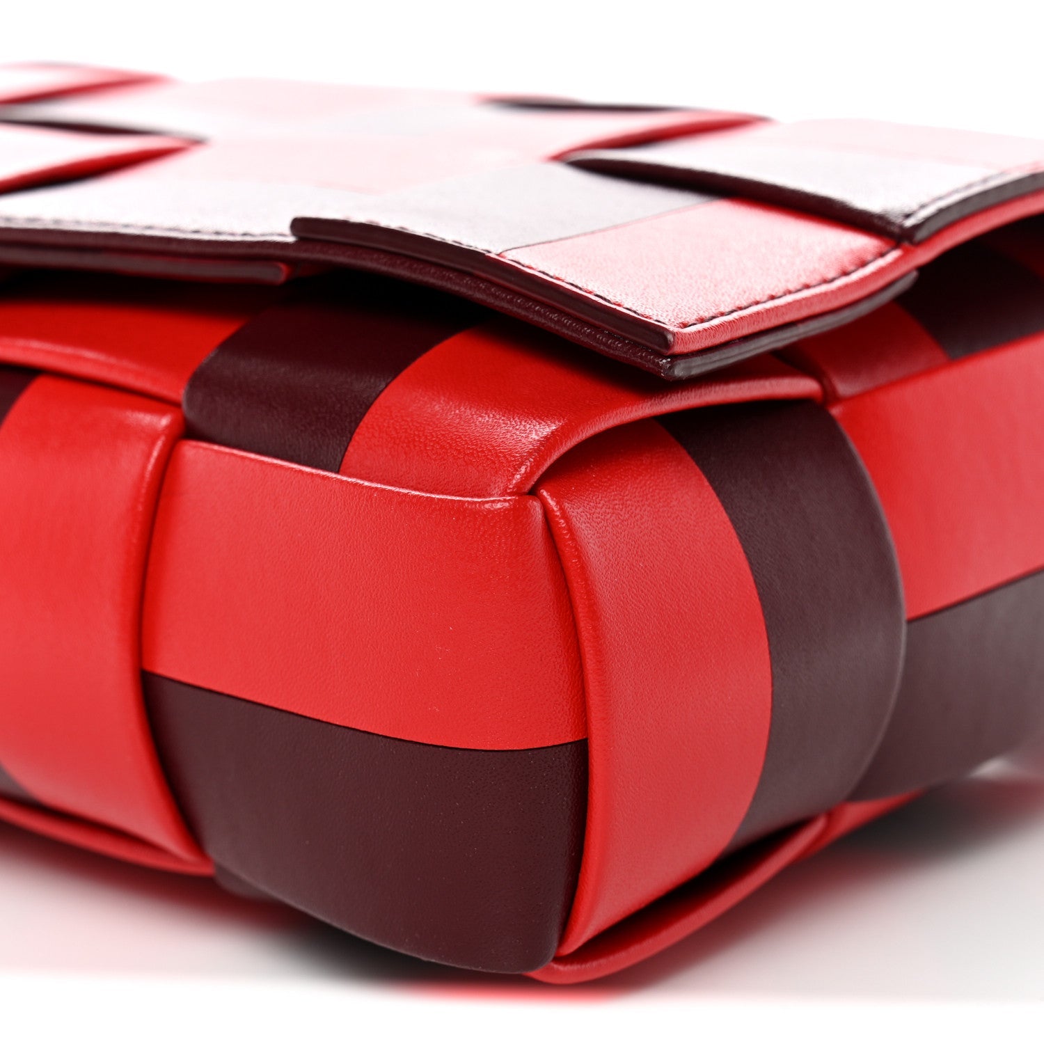 Nappa Maxi Intrecciato Cassette Crossbody Bag Barolo Bright Red