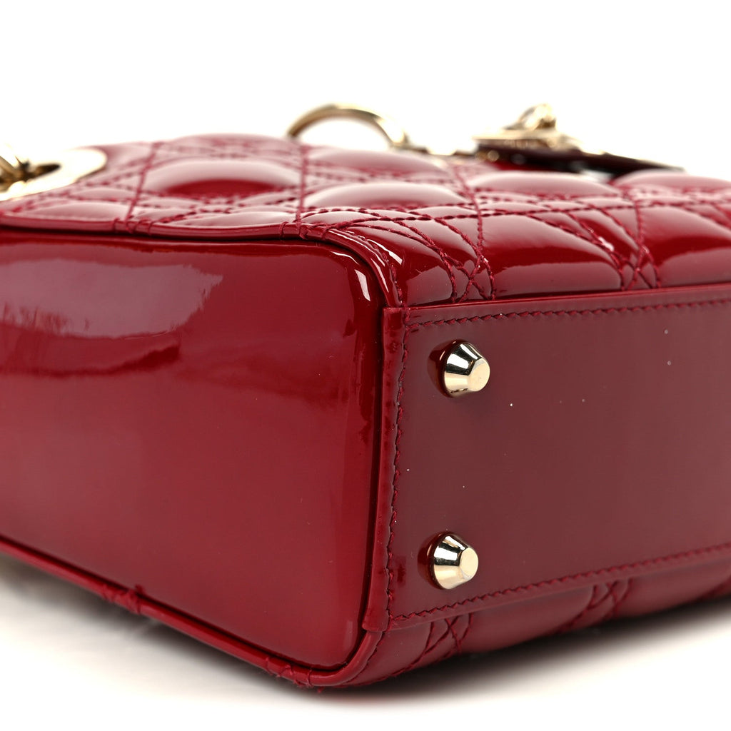 Patent Cannage Mini Lady Dior Red