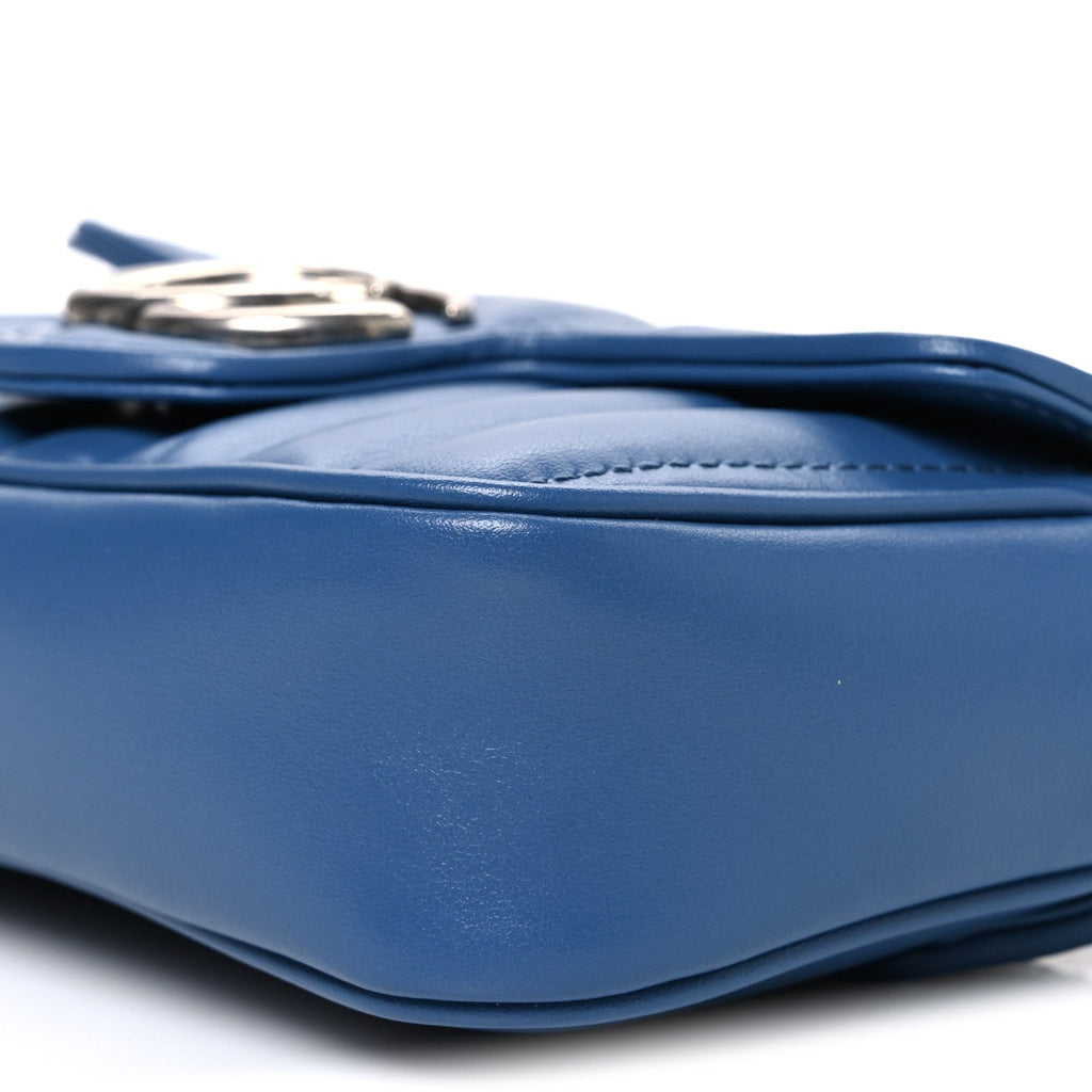 Calfskin Matelasse Aria Super Mini GG Marmont Shoulder Bag Clear Blue