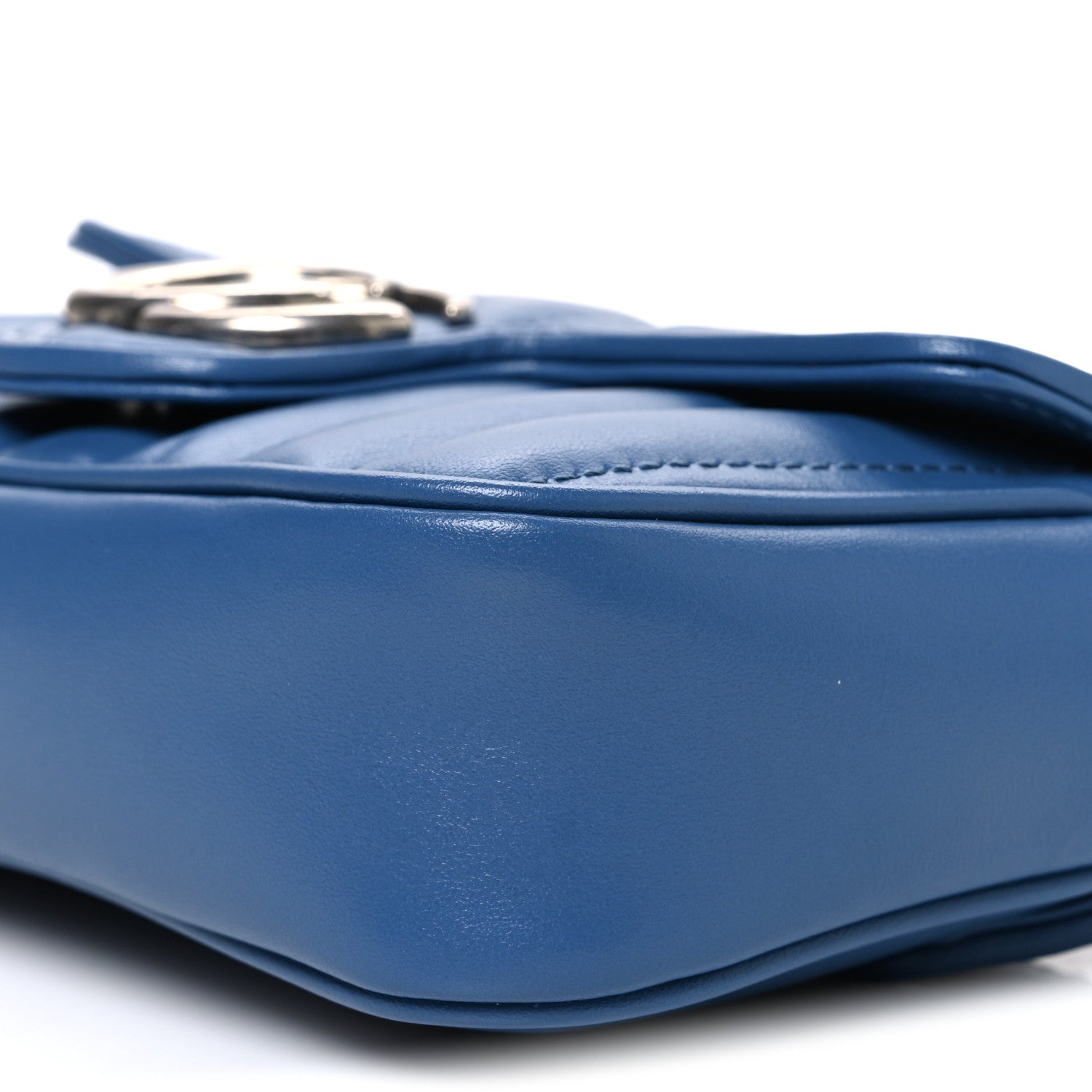 Calfskin Matelasse Aria Super Mini GG Marmont Shoulder Bag Clear Blue