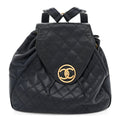 Caviar Quilted CC Drawstring Backpack Navy