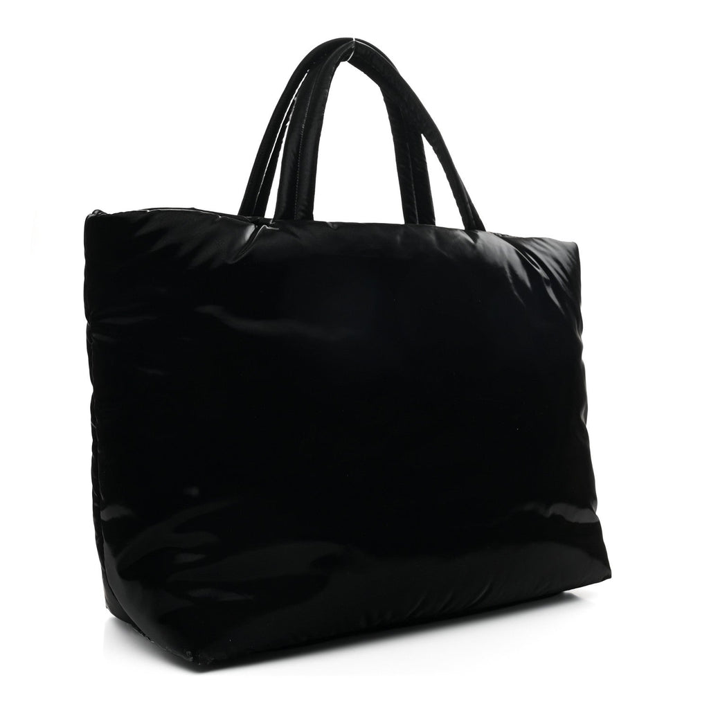 Silktech Canvas Wide Puffer Tote Black