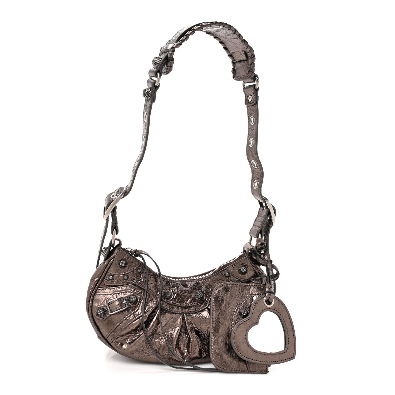 Metallic Agneau Arena Le Cagole Shoulder Bag XS Dark Bronze
