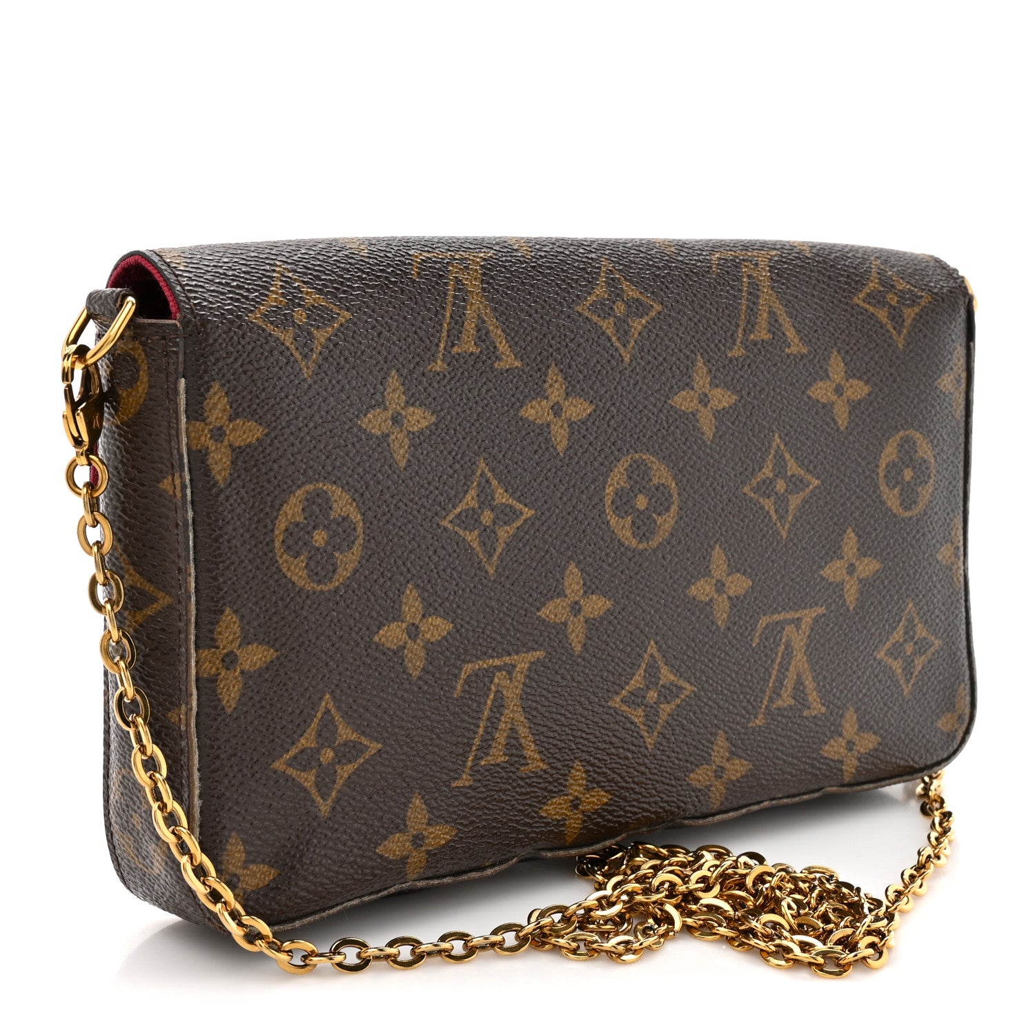 Monogram Pochette Felicie Chain Wallet Fuchsia