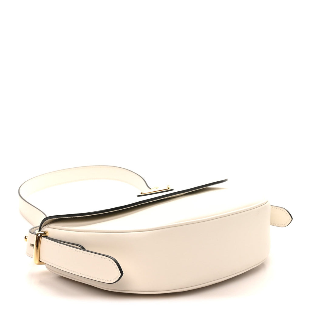 Soft Calfskin Triangle Arque Flap Shoulder Bag White