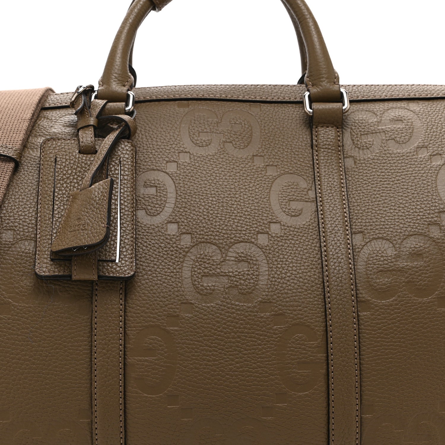 Piuma Calfskin Jumbo GG Embossed Large Duffle Bag Good Taupe
