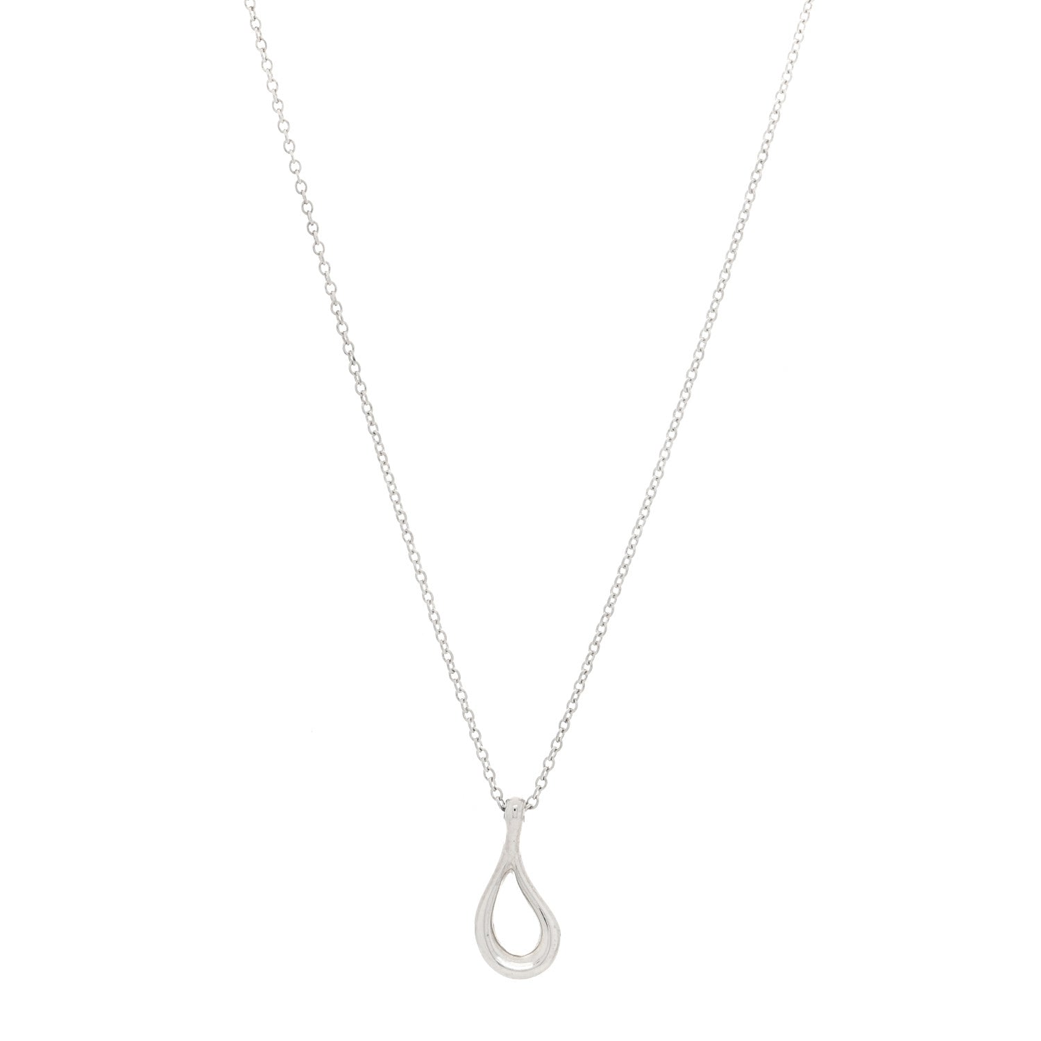 Sterling Silver Elsa Peretti Open Tear Drop Pendant Necklace