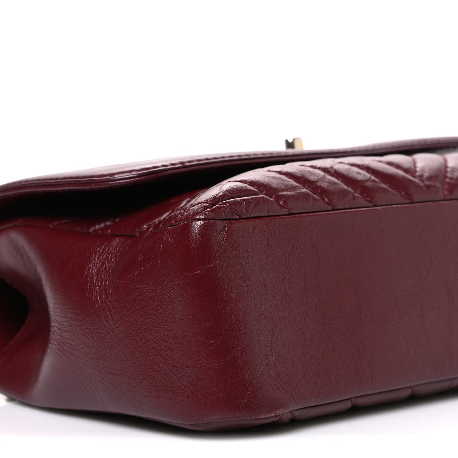 Calfskin Chevron Quilted Top Handle Flap Red