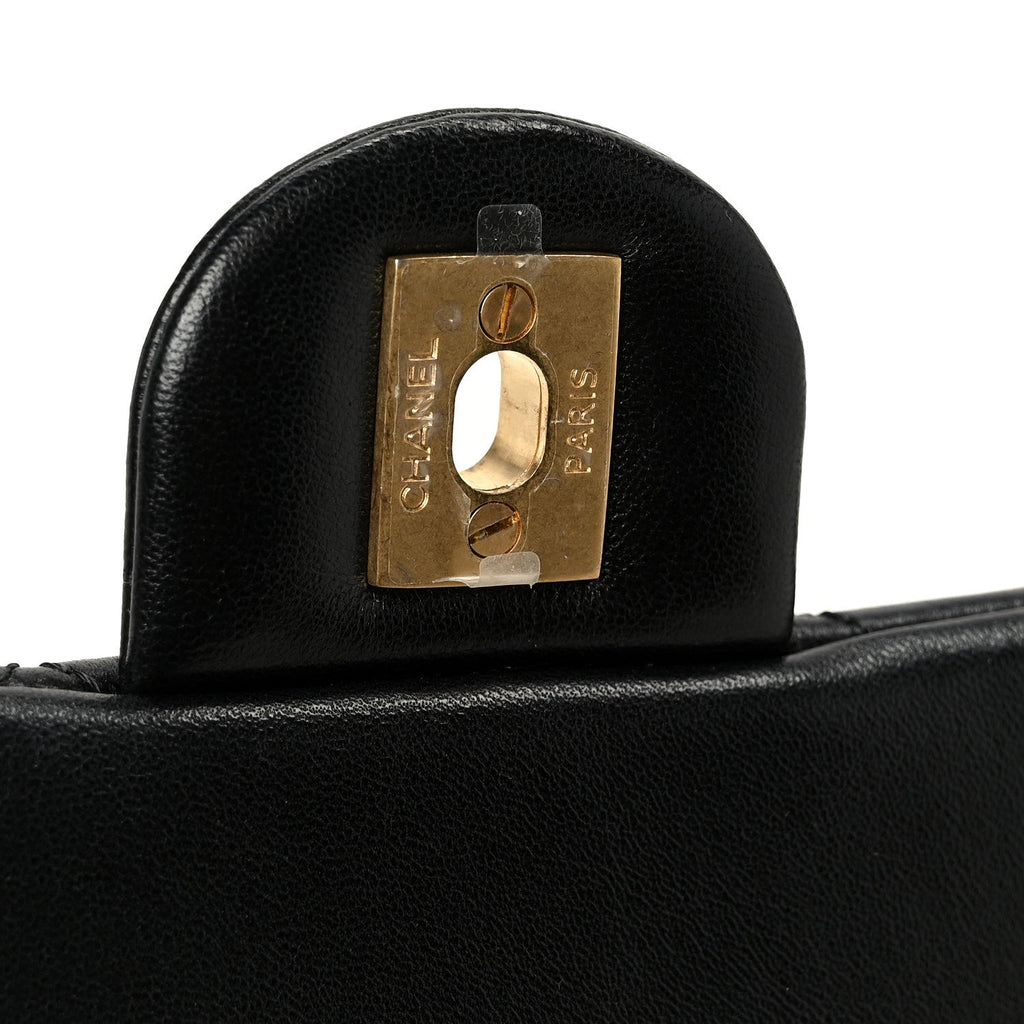 Lambskin Quilted Mini Rectangular Pearl Crush Flap Black