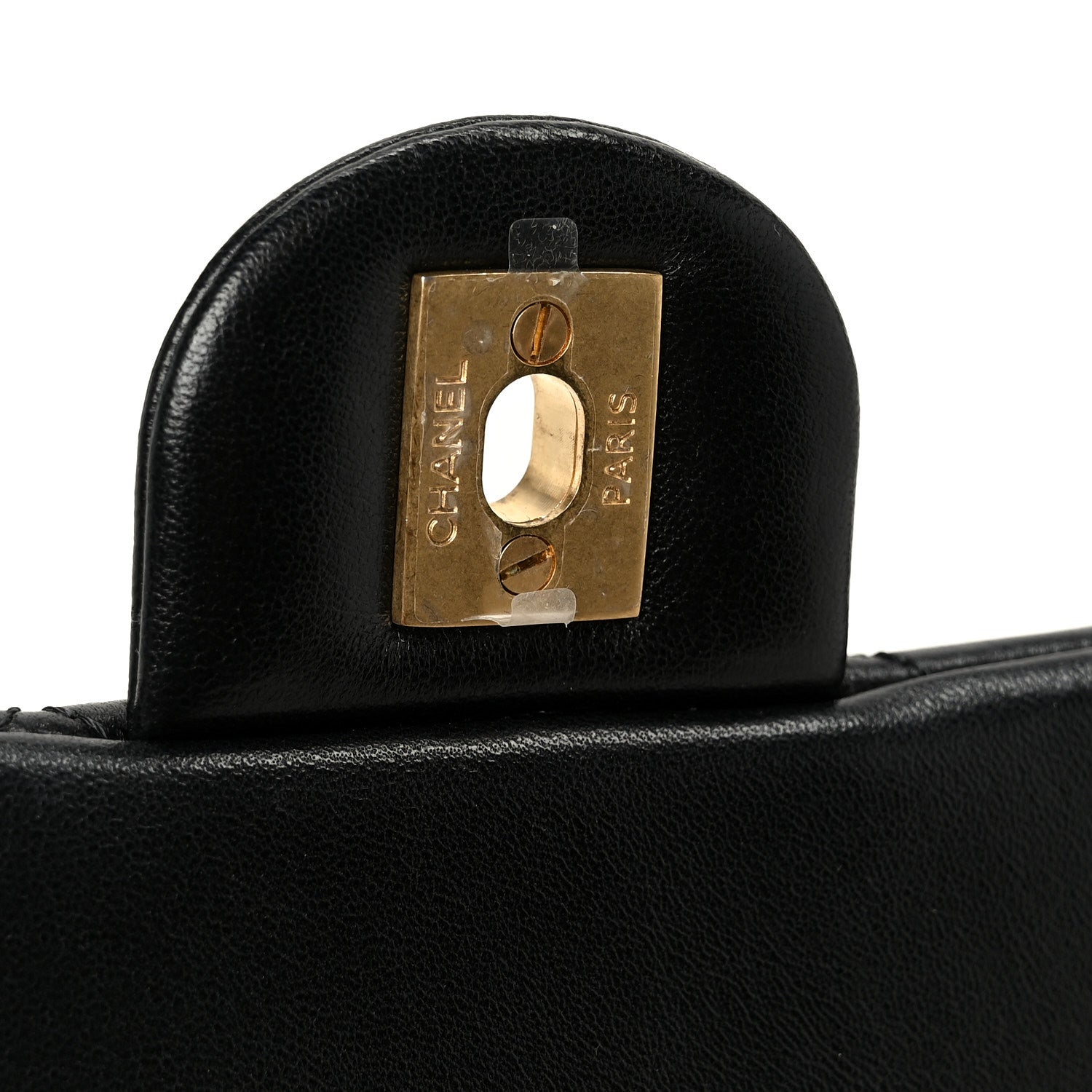 Lambskin Quilted Mini Rectangular Pearl Crush Flap Black