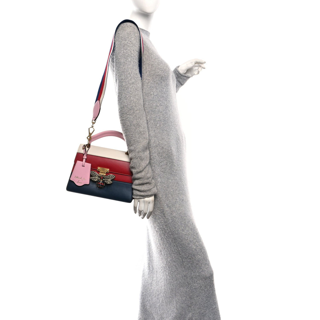 Calfskin Sylvie Web Small Queen Margaret Top Handle Bag Blue Agata Hibiscus Red Mystic White Sugar Pink