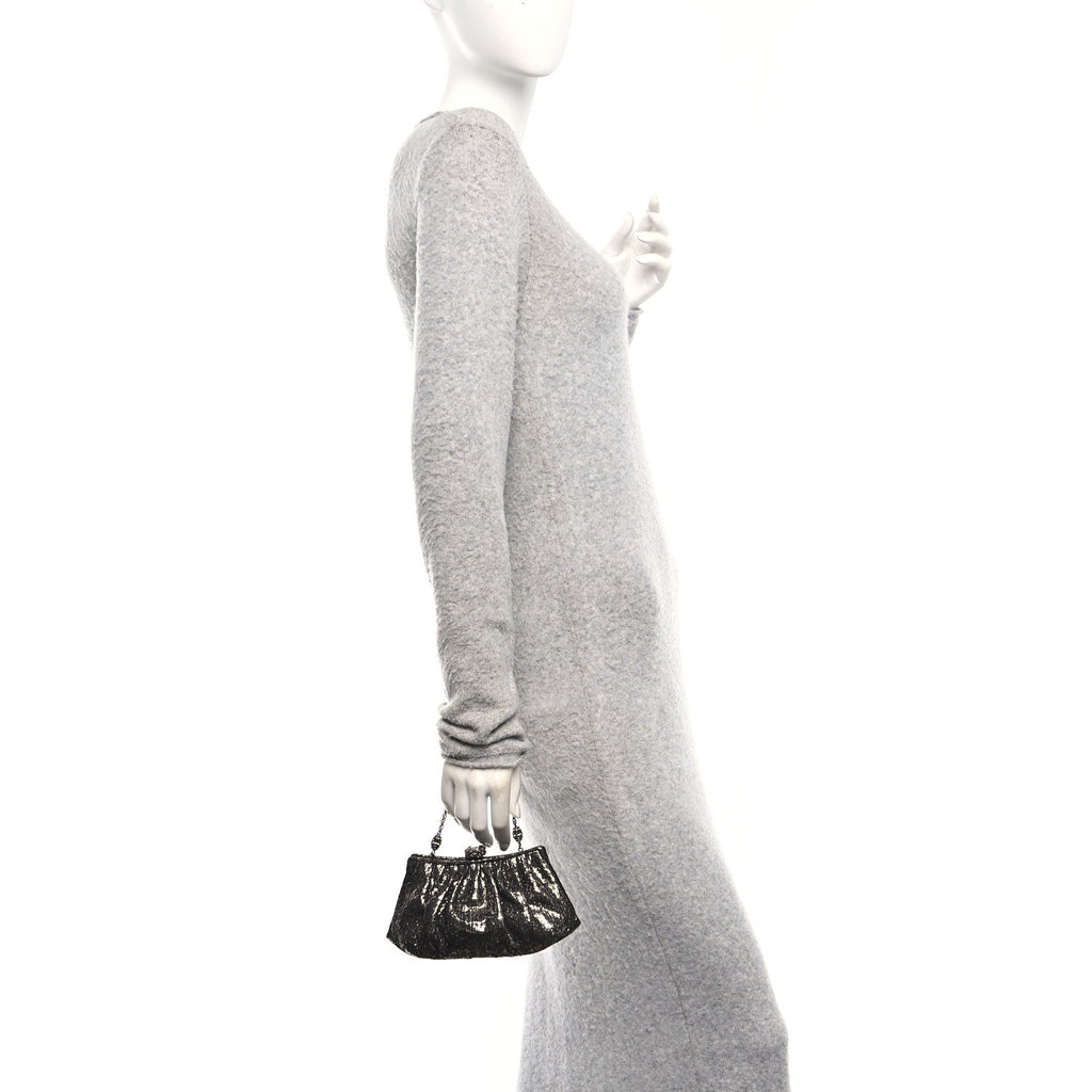 Snakeskin Crystal Evening Clutch Black Silver
