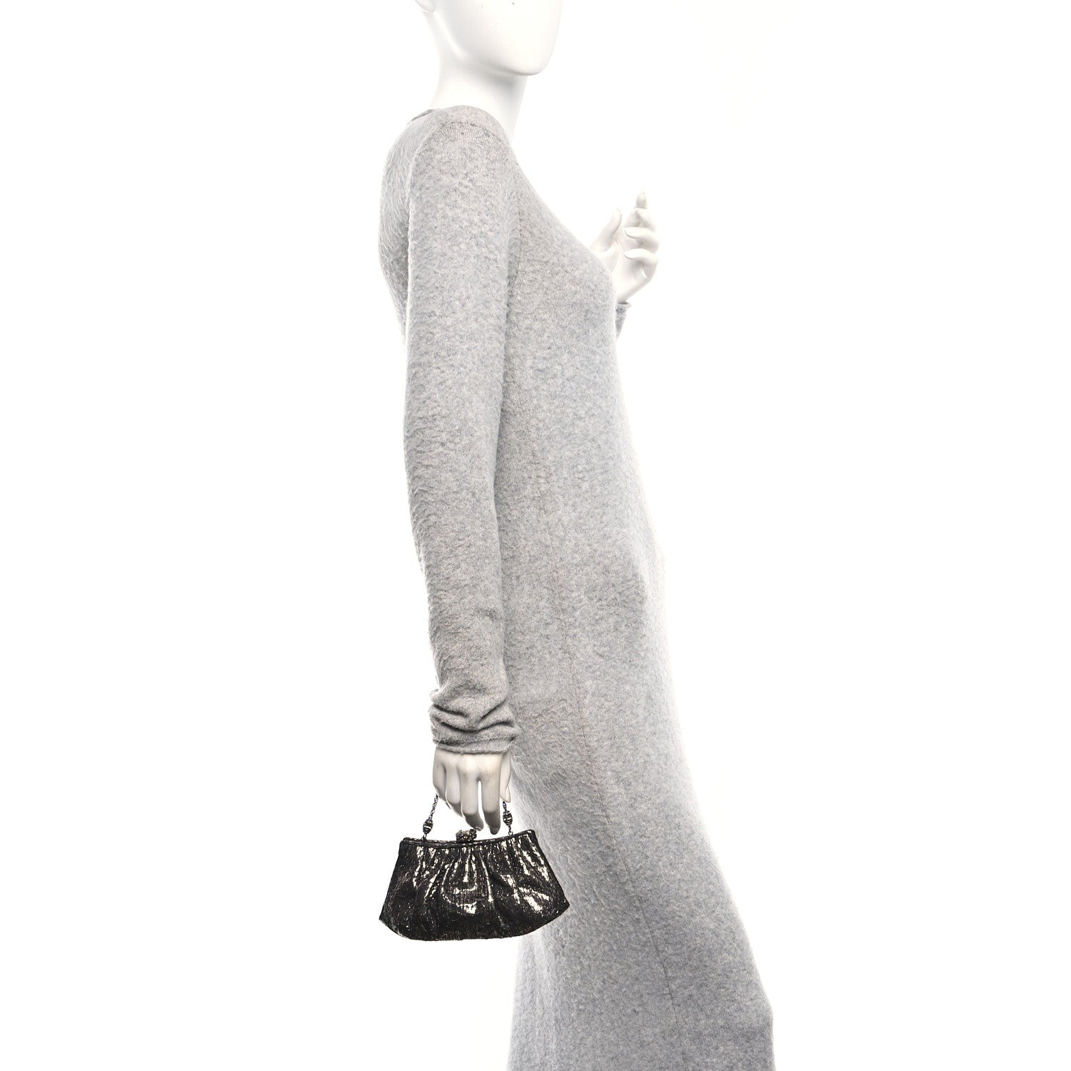 Snakeskin Crystal Evening Clutch Black Silver