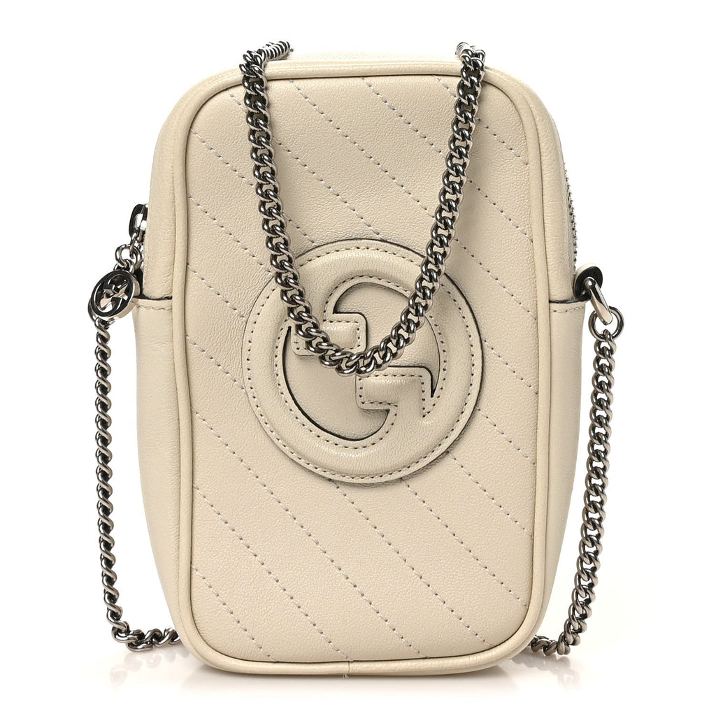 Sakai Be Green Calfskin Diagonal Stitched Mini Blondie Vertical Shoulder Bag Mystic White